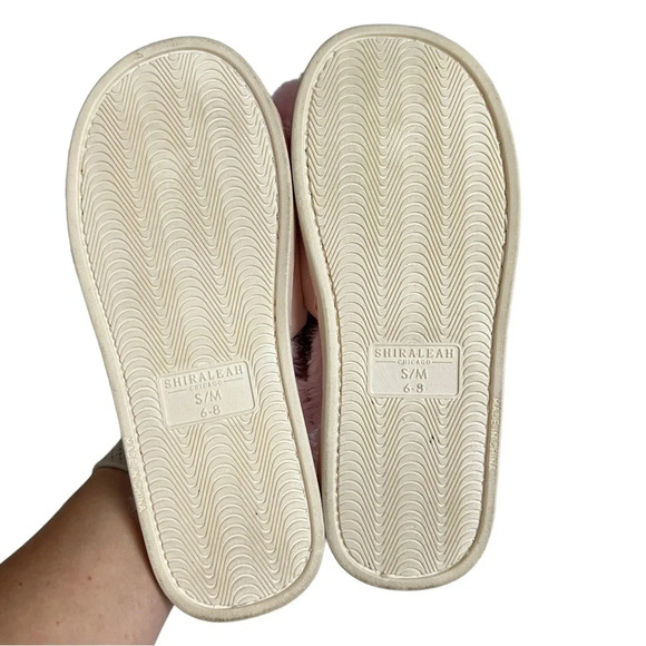 Shiraleah Carina Slippers Pink Pom Pom Slide‎ Slip-on Fuzzy Soft Hard Bottom 6-8 - Picture 8 of 9